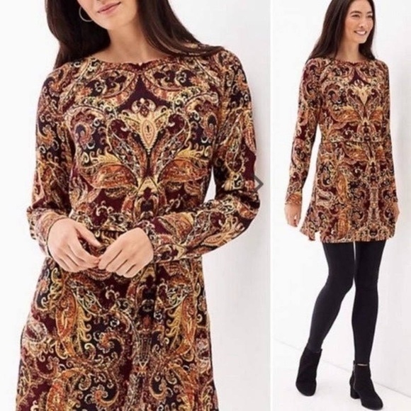 J Jill boho Pinot baroque paisley tunic top longline size XS women’s - Picture 1 of 5